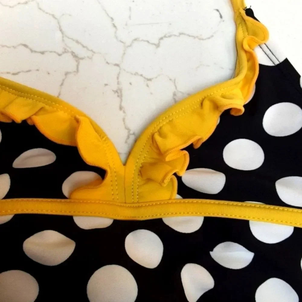 OP‎ Tankini 2-Pc Polka Dot Ruffled Halter Top Girls Sz 6/6X